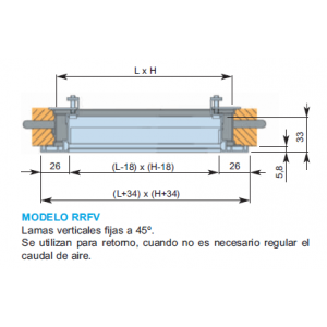 Rejillas de Lamas Fijas Verticales RRFV 600 x 1500 Color ALUMINIO