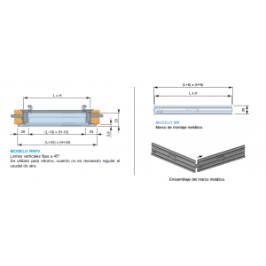 Rejillas de Lamas Fijas Verticales RRFV + M 350 x 1400 Color ALUMINIO