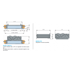 Rejillas de Lamas Fijas Verticales RRFV + R 250 x 800 Color BLANCO