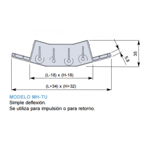 Rejilla Simple Deflexión Conducto Circular MH-TU 200 x 700 COLOR ALUMINIO