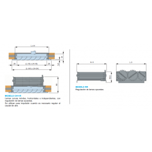 Rejilla Lama Curva CH1 + R 200 x 350 Color ALUMINIO