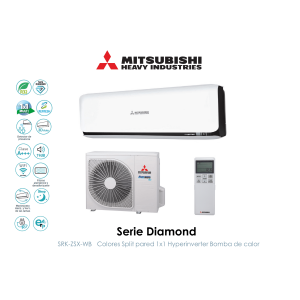 Split pared mitsubishi heavy diamond SRK25ZSX-WB Blanco y Negro