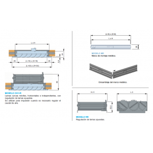 Rejilla Lama Curva CH1 + M + R 150 x 1000 Color ALUMINIO