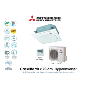 mitsubishi heavy cassette 90 x 90 cm. hyperinverter FDT71VHNX-W
