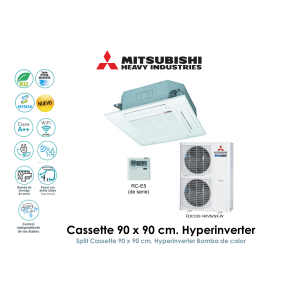 mitsubishi heavy cassette 90 x 90 cm. hyperinverter FDT100VHN/SX-W Trifásico