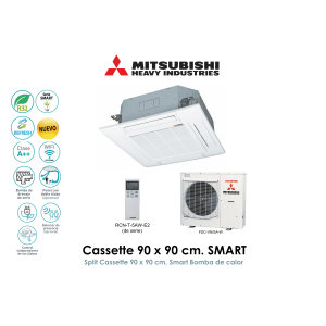 mitsubishi heavy cassette 90 x 90 cm. smart FDT(N)140VHN/SA-W Trifásico con sensor de presencia