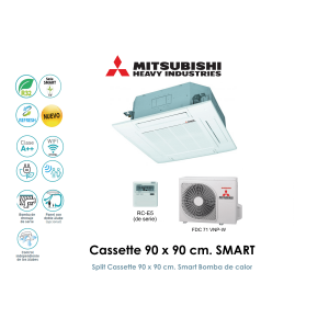 mitsubishi heavy cassette 90 x 90 cm. smart FDT71VHNP-W con sensor de presencia