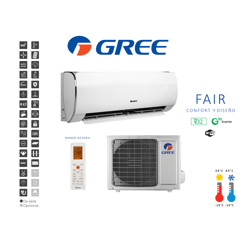 Aire acondicionado split pared gree fair 12 Blanco con wifi