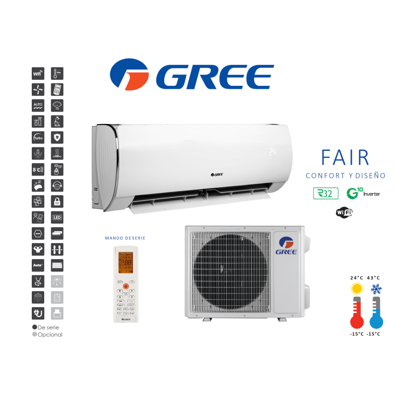 Aire acondicionado split pared gree fair 18 Blanco con wifi