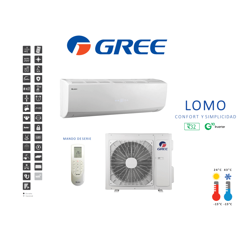 Aire acondicionado split pared gree lomo 24 Blanco con wifi
