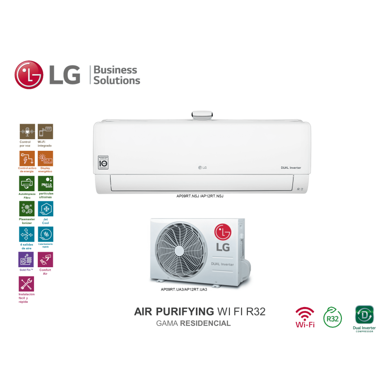 Aire acondicionado split pared lg air purifying 12 Blanco con wifi