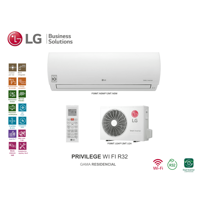 Aire acondicionado split pared lg privilege 9 Blanco con wifi