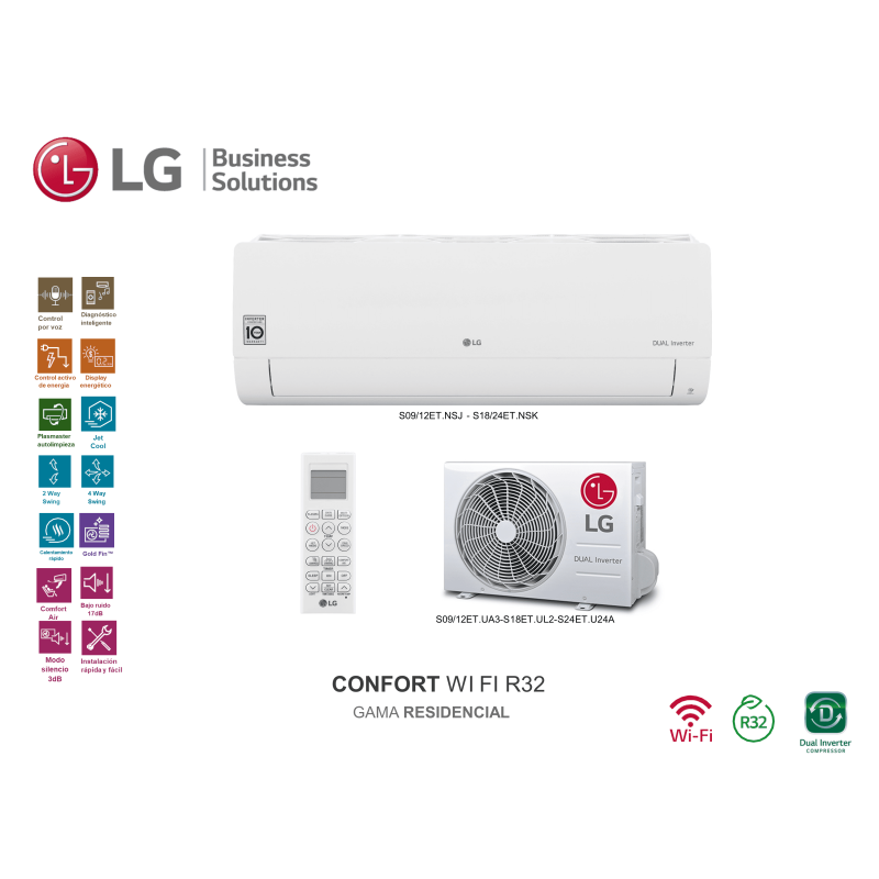 Aire acondicionado split pared lg confort 12 Blanco con wifi
