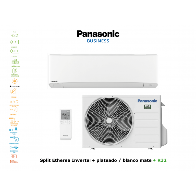 Aire acondicionado pared panasonic split etherea inverter+ KIT-Z35-VKE blanco con wifi