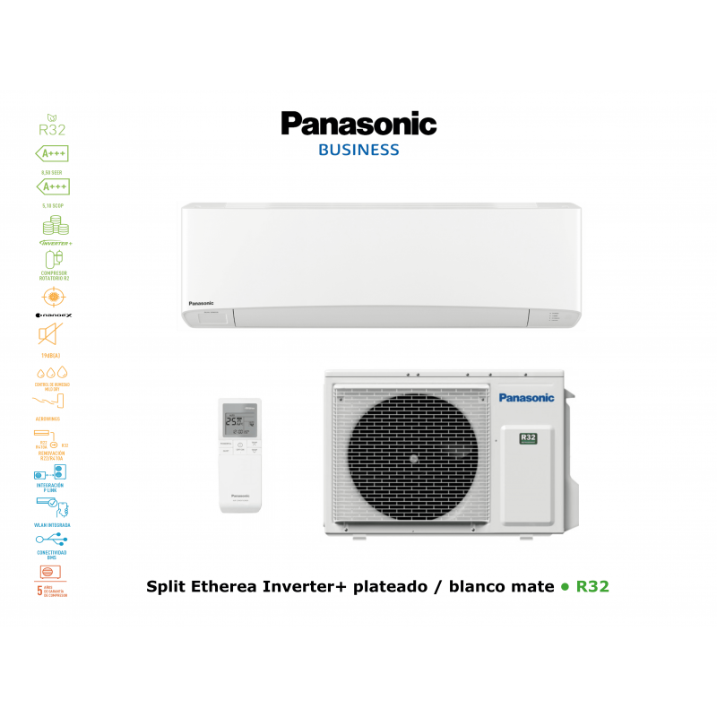 Aire acondicionado pared panasonic split etherea inverter+ KIT-Z50-VKE blanco con wifi