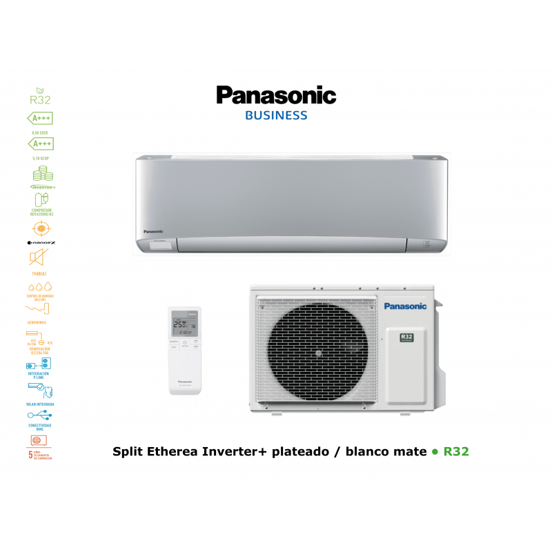 Aire acondicionado pared panasonic split etherea inverter+ KIT-Z50-VKE plata con wifi