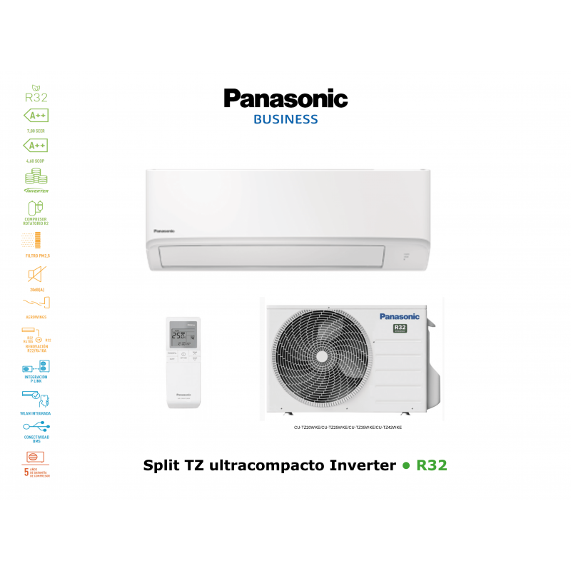 Aire acondicionado pared panasonic split tz ultracompacto inverter KIT-TZ42-WKE blanco con wifi