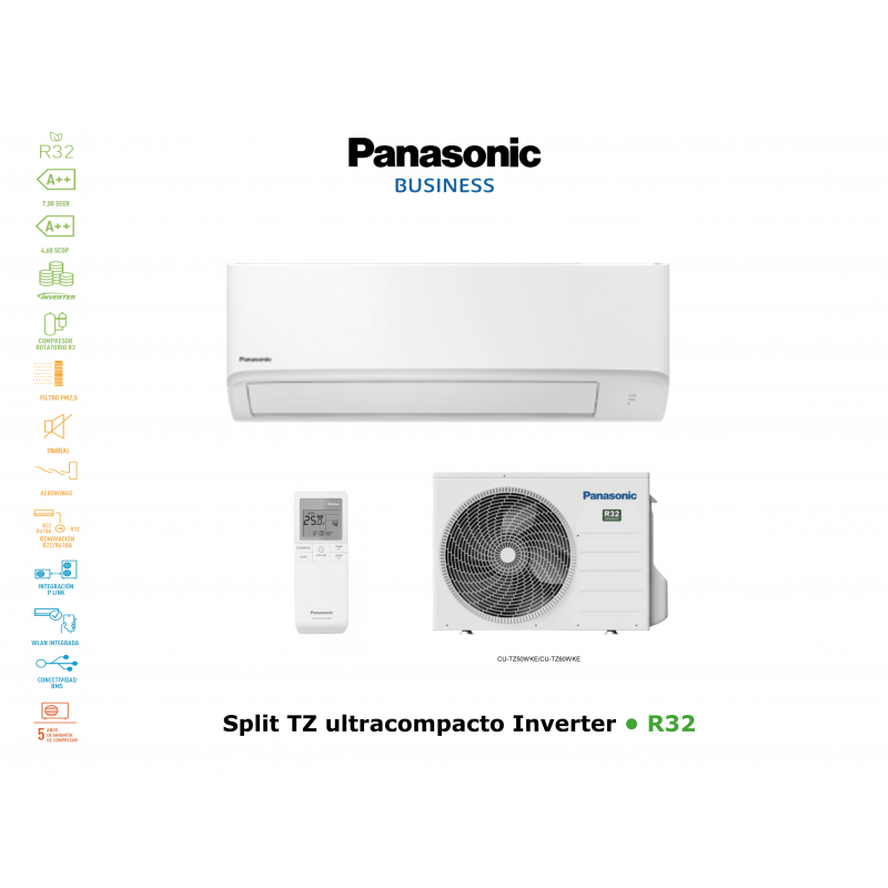Aire acondicionado pared panasonic split tz ultracompacto inverter KIT-TZ50-WKE blanco con wifi