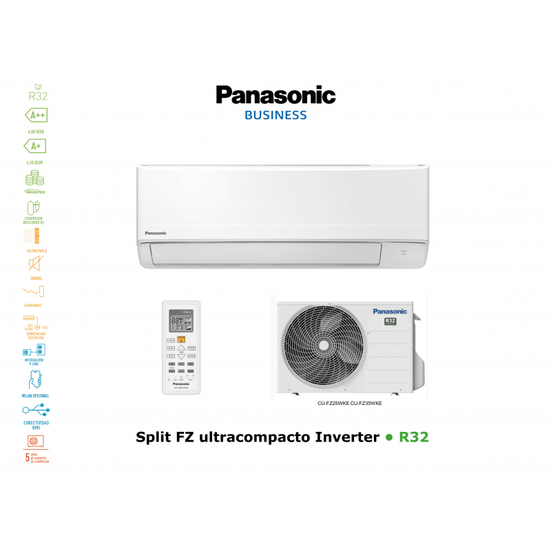 Aire acondicionado pared panasonic split fz ultracompacto inverter KIT-FZ35-WKE blanco con wifi