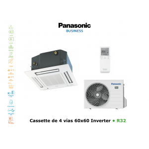 Aire acondicionado panasonic cassette de 4 vías 60x60 inverter KIT-Z35-UB4 blanco