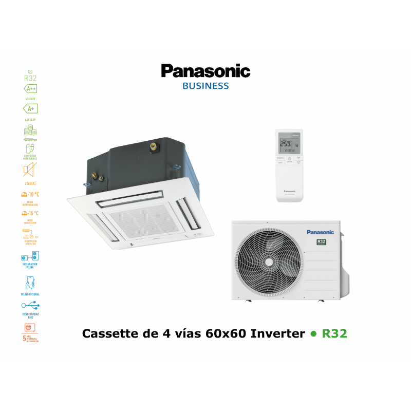 Aire acondicionado panasonic cassette de 4 vías 60x60 inverter KIT-Z35-UB4 blanco