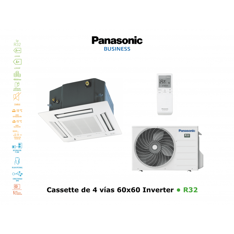 Aire acondicionado panasonic cassette de 4 vías 60x60 inverter KIT-Z25-UB4 blanco con wifi