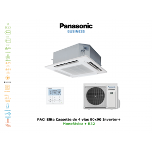 Aire acondicionado panasonic paci elite cassette de 4 vías 90x90 inverter+ KIT-36PU2ZH5 blanco con wifi