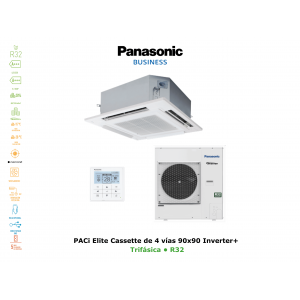 Aire acondicionado panasonic paci elite cassette de 4 vías 90x90 inverter+ KIT-71PU2ZH8 blanco