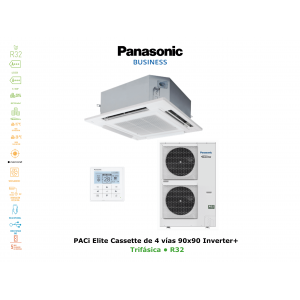 Aire acondicionado panasonic paci elite cassette de 4 vías 90x90 inverter+ KIT-125PU2ZH8 blanco