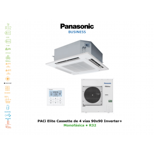 Aire acondicionado panasonic paci elite cassette de 4 vías 90x90 inverter+ KIT-71PU2ZH5 blanco con wifi