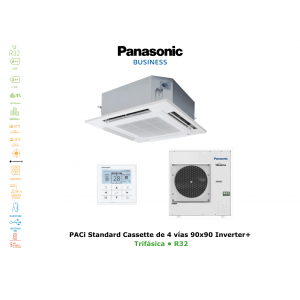 Aire acondicionado panasonic paci standard cassette de 4 vías 90x90 inverter+  KIT-140PU2Z8 blanco