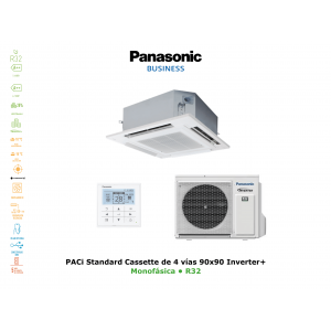 Aire acondicionado panasonic paci standard cassette de 4 vías 90x90 inverter+ KIT-60PU2Z5 blanco con wifi