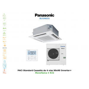 Aire acondicionado panasonic paci standard cassette de 4 vías 90x90 inverter+ KIT-100PU2Z5 blanco con wifi