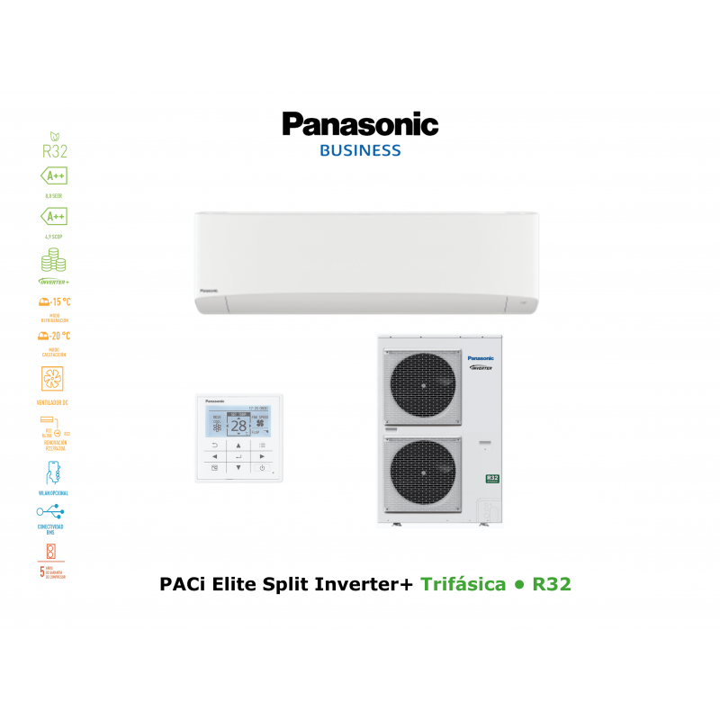 Aire acondicionado panasonic paci elite split inverter+  KIT-100PK2ZH8 blanco con wifi