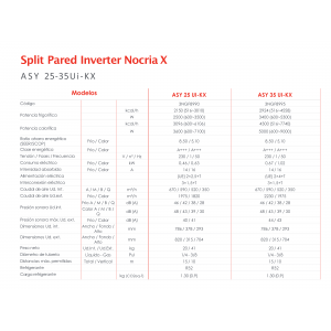 Aire acondicionado split pared fujitsu serie nocria x ASY 35 UI-KX blanco con wifi