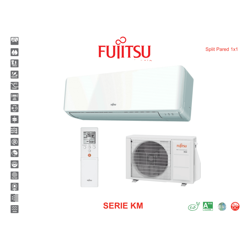 Aire acondicionado split pared fujitsu serie km ASY40UI-KM blanco con wifi