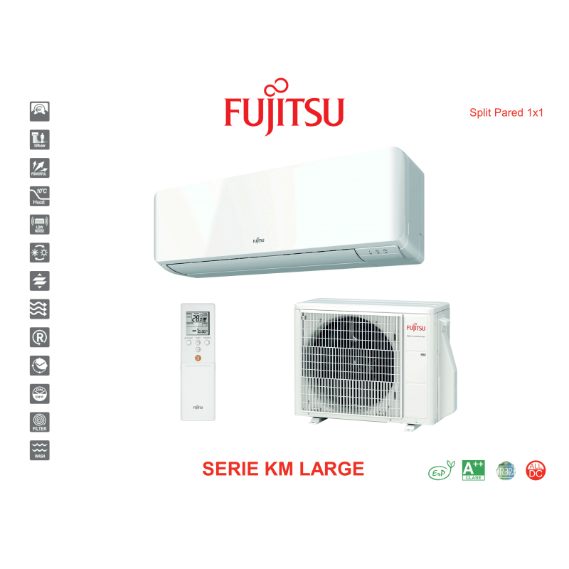 Aire acondicionado split pared fujitsu serie km large ASY50UI-KM blanco