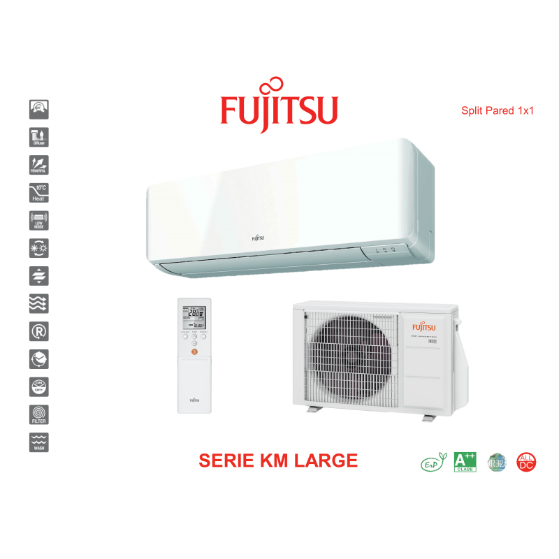 Aire acondicionado split pared fujitsu serie km large ASY71UI-KM blanco con wifi