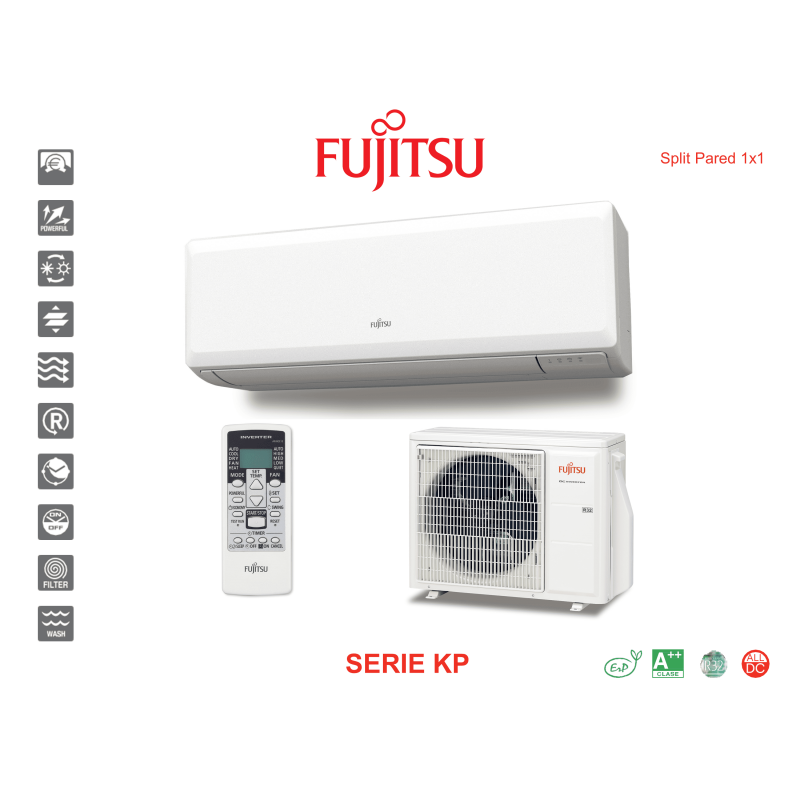 Aire acondicionado split pared fujitsu serie kp ASY 35 UI-KP blanco con wifi