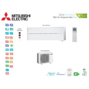 Aire acondicionado mitsubishi electric split pared 1x1 kirigamine style msz-ln25vgw blanco con wifi
