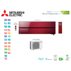 Aire acondicionado mitsubishi electric split pared 1x1 kirigamine style msz-ln35vgr rojo rubí con wifi