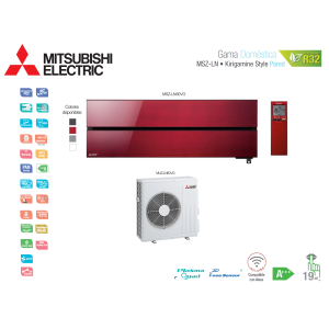 Aire acondicionado mitsubishi electric split pared 1x1 kirigamine style msz-ln60vgr rojo rubí con wifi