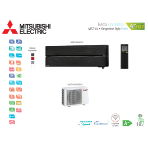 Aire acondicionado mitsubishi electric split pared 1x1 kirigamine style msz-ln25vgb negro onyx con wifi