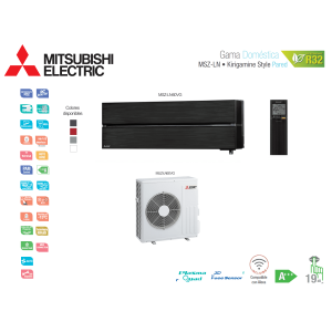 Aire acondicionado mitsubishi electric split pared 1x1 kirigamine style msz-ln60vgb negro onyx con wifi