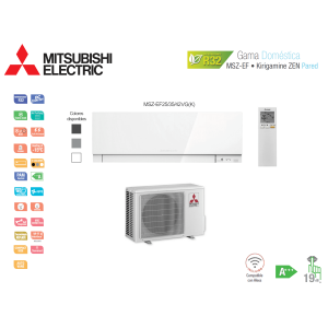 Aire acondicionado mitsubishi electric split pared 1x1 kirigamine zen msz-ef35vg(k)-w blanco con wifi
