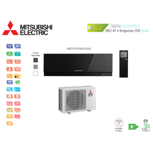 Aire acondicionado mitsubishi electric split pared 1x1 kirigamine zen msz-ef42vg(k)-b negro con wifi