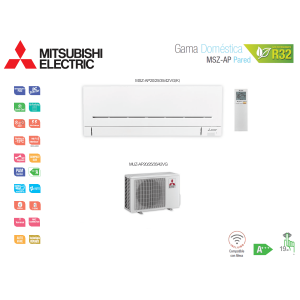 Aire acondicionado mitsubishi electric split pared 1x1 msz-ap msz-ap35vg(k) blanco con wifi