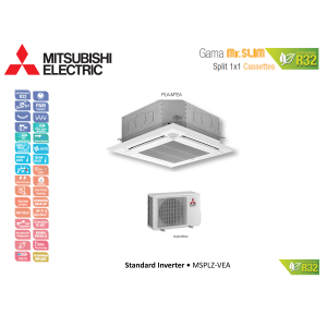 Aire acondicionado mitsubishi electric cassette mr. slim standard inverter msplz-35vea blanco con wifi
