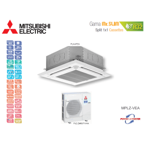 Aire acondicionado mitsubishi electric cassette mr. slim power inverter mplz-60vea blanco