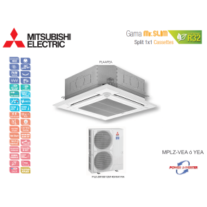 Aire acondicionado mitsubishi electric cassette mr. slim power inverter mplz-125yea blanco con wifi
